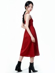 Irine Midi Dresss With Ribbon Tied Sleeves