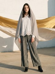 EID Tweed Combi Wide Leg Pants With Ribbon Belt