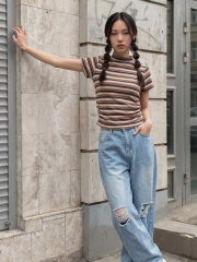 JR CORE NRC Vintage Stripes High Neck Tee