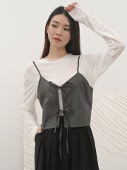 SMARTEN Two Ways Wear Leather Top