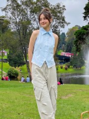 PG Sleeveless Embroidery Edge Shirt