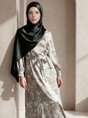 ELITE Satin Flower Print Gamis