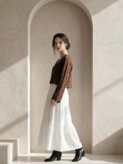 EID Flower Embroidery with Lace Edge Maxi Skirt