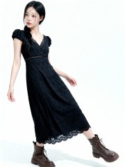 Kathy Embroidery Vintage Midi Dress