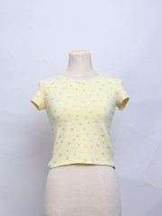 SEA Flower Print Texture Cotton Tee
