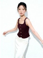 Gwen Gold Rose Button Square Neck Top