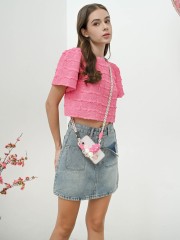 BTC Front Pocket Ripped Denim Skirt