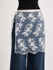 PG Off White Flower Embroidery Waist Tie Acc