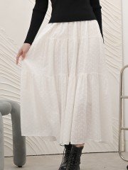 SMARTEN Tiered Flower Embroidery Maxy Skirt RO1