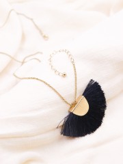 Half-Rounded Fringe Long Necklace