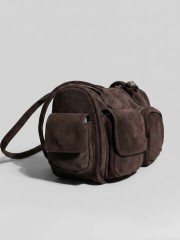 'OZARA' Multipocket GenuineLeatherSuedeShoulderBag