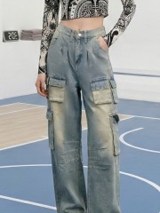 JR NRC Multi Pocket Cargo Dirt Wash Denim Jeans