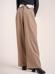 SMARTEN FRONT ZIP WIDE LEG TROUSERS