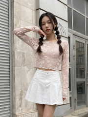 JR CORE NRC Flower Embroidery Net Tee