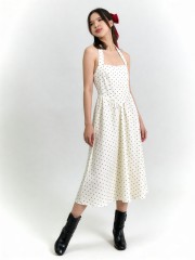 ELITE Naomi Polka Halter Midi Dress