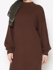 ANF Long Puff Sleeves Knitted Midi Dress