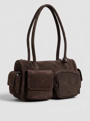 'OZARA' Multipocket GenuineLeatherSuedeShoulderBag