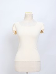 SMARTEN SQUARE NECT CAP SLEEVES KNIT TOP