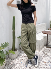 PG Draped Off Shoulder Short Sleeves Tee