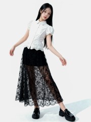 Jess Puff Sleeves Eyelet Shirt