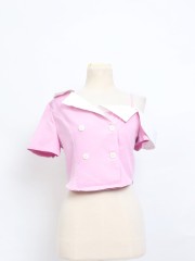 SMARTEEN DROP COLLAR DOUBLE BREASTED TOP