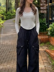 CORE PG Inner Halter Tied Ribbon Long Sleeves Tee