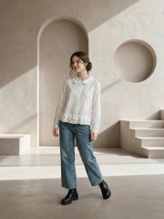 EID White Grid Lines Shirt