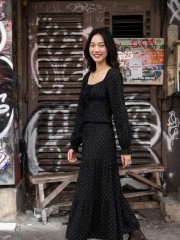 NRC 2 pcs Set Polka Top And Midi Skirt