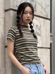 JR CORE NRC Vintage Stripes High Neck Tee