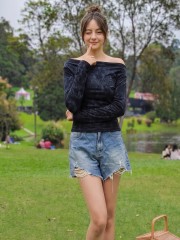 JR PG Bottom Ripped Dark Denim Short