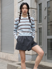 JR NRC Stripes long Sleeves Polo Top
