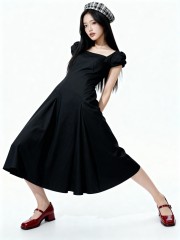 ELITE Ribbon Sleeves Midi Dress