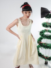 PT Low U-Neckline Flare Maxi Pocket Dress