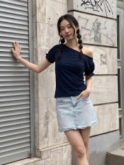 JR CORE NRC Off Shoulder Elastic Sleeves Tee