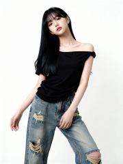 Wide Leg Ripped Denim