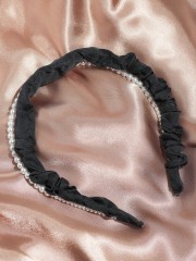 Double Suede And Pearl Hairband