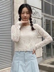 JR CORE NRC Flower Embroidery Net Tee
