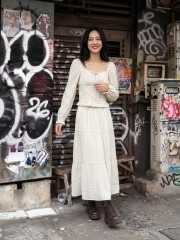 NRC 2 pcs Set Polka Top And Midi Skirt