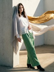 EID Tweed Combi Wide Leg Pants With Ribbon Belt