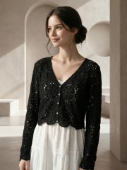 EID Sunflower Button Crochet Cardigan